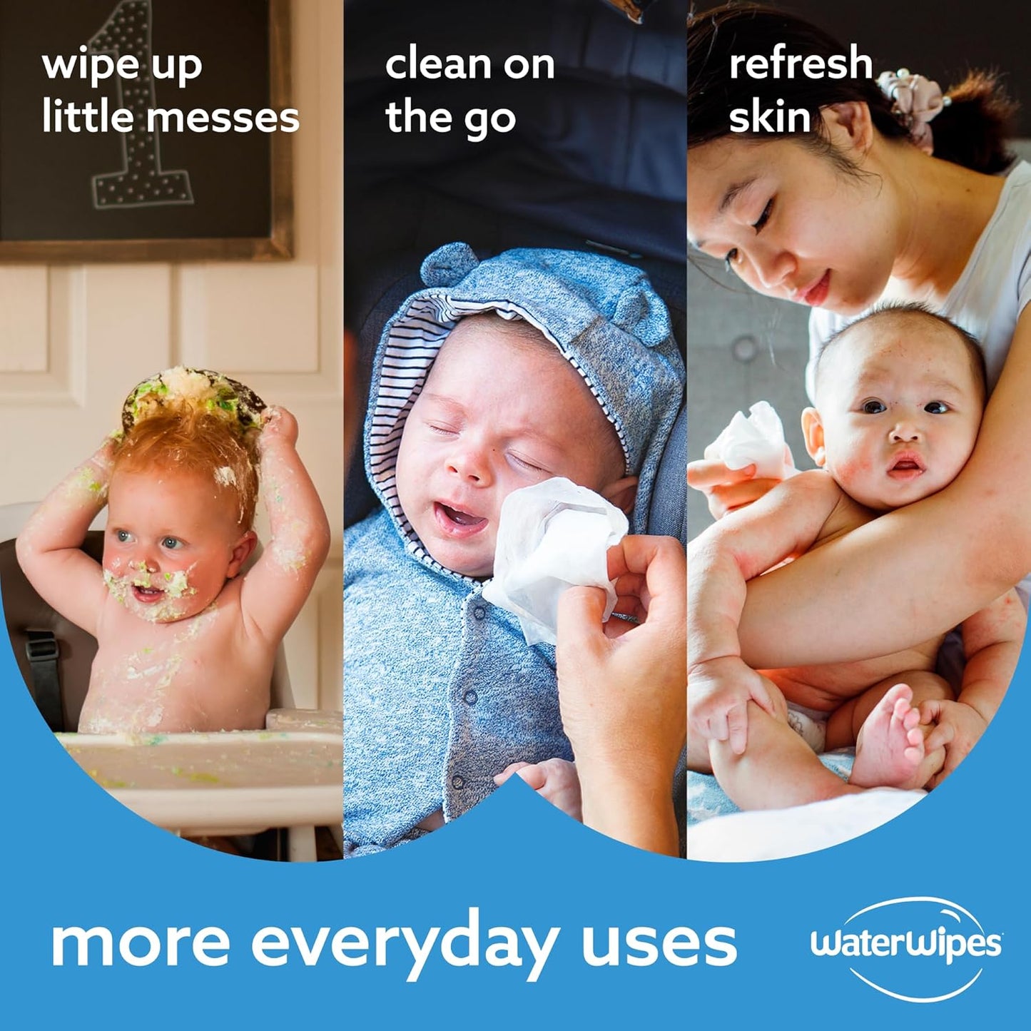 WaterWipes Sensitive+ Newborn & Baby Wipes, 3-In-1 Cleans, Cares, Protects, 99.9% Water, Unscented & Hypoallergenic, 60 Count