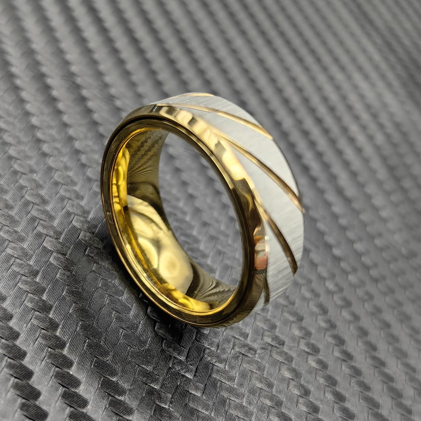 EDC Fidget Slider Fidget Toy Adult Stress Relief Metal Ratchet Ring Jewelry ADHD Recreational Fidget Toy Tactile Coin (Golden, 7)
