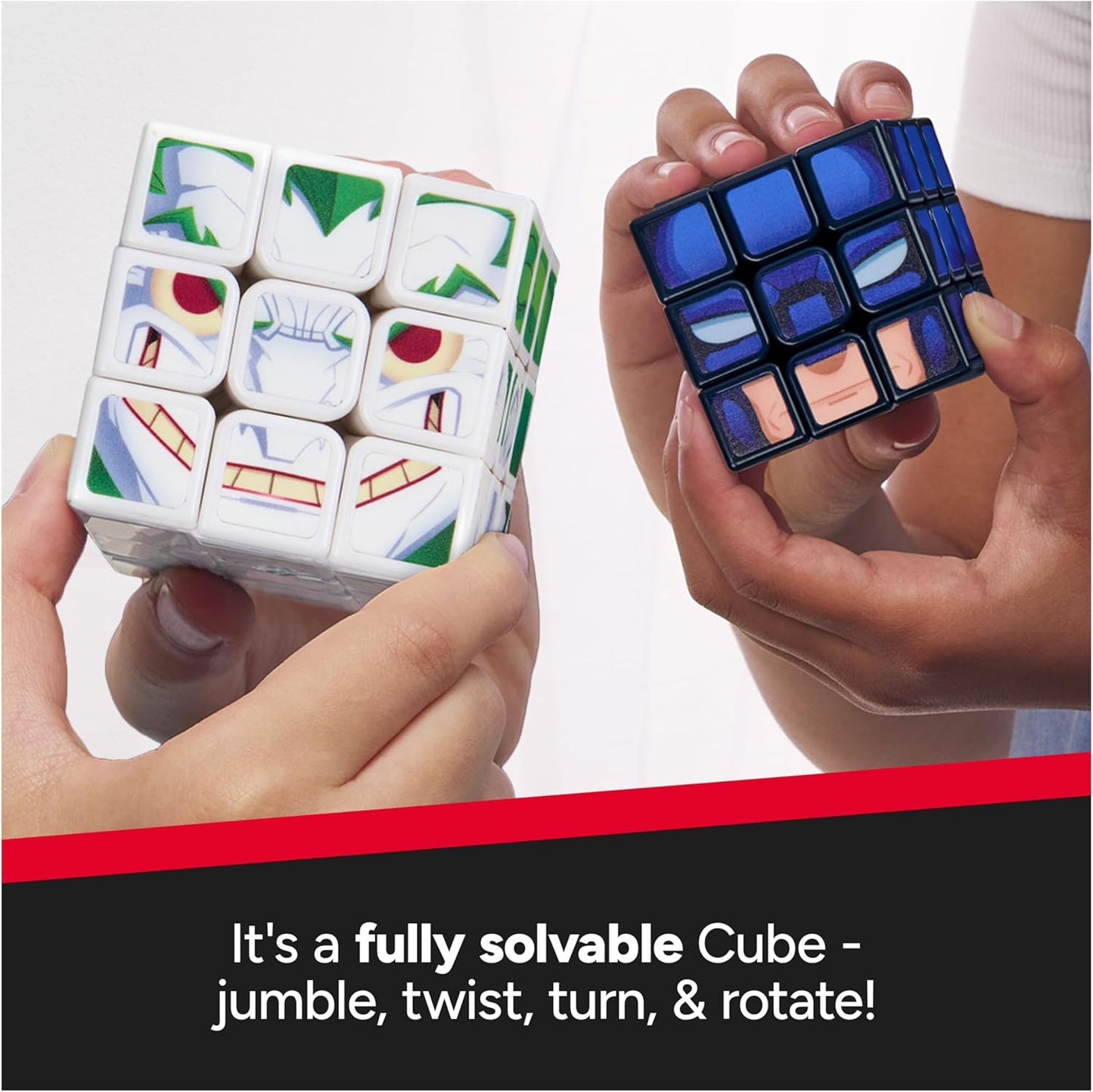 Rubik’s Cube Batman and Joker Cubers 2-Pack, Problem-Solving Challenging Brain Teaser Collectible Batman Fidget Toy, for Adults & Kids Ages 8+