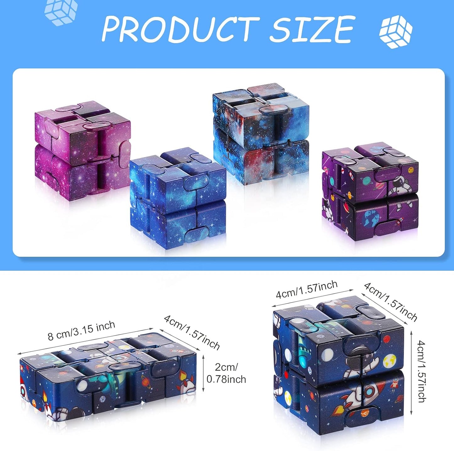 Galaxy Infinity Space Astronaut Infinity Toy Stress and Anxiety Relief Cool Hand Mini Kill Time Cube Toys for ADHD Teens Adults, 5 Styles (Graceful Style, 20 Pieces)
