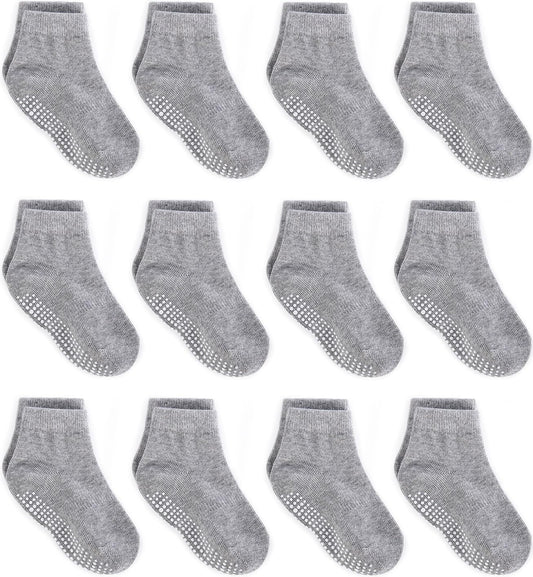 Zaples Baby Non Slip Grip Ankle Socks with Non Skid Soles for Infants Toddlers Kids Boys Girls
