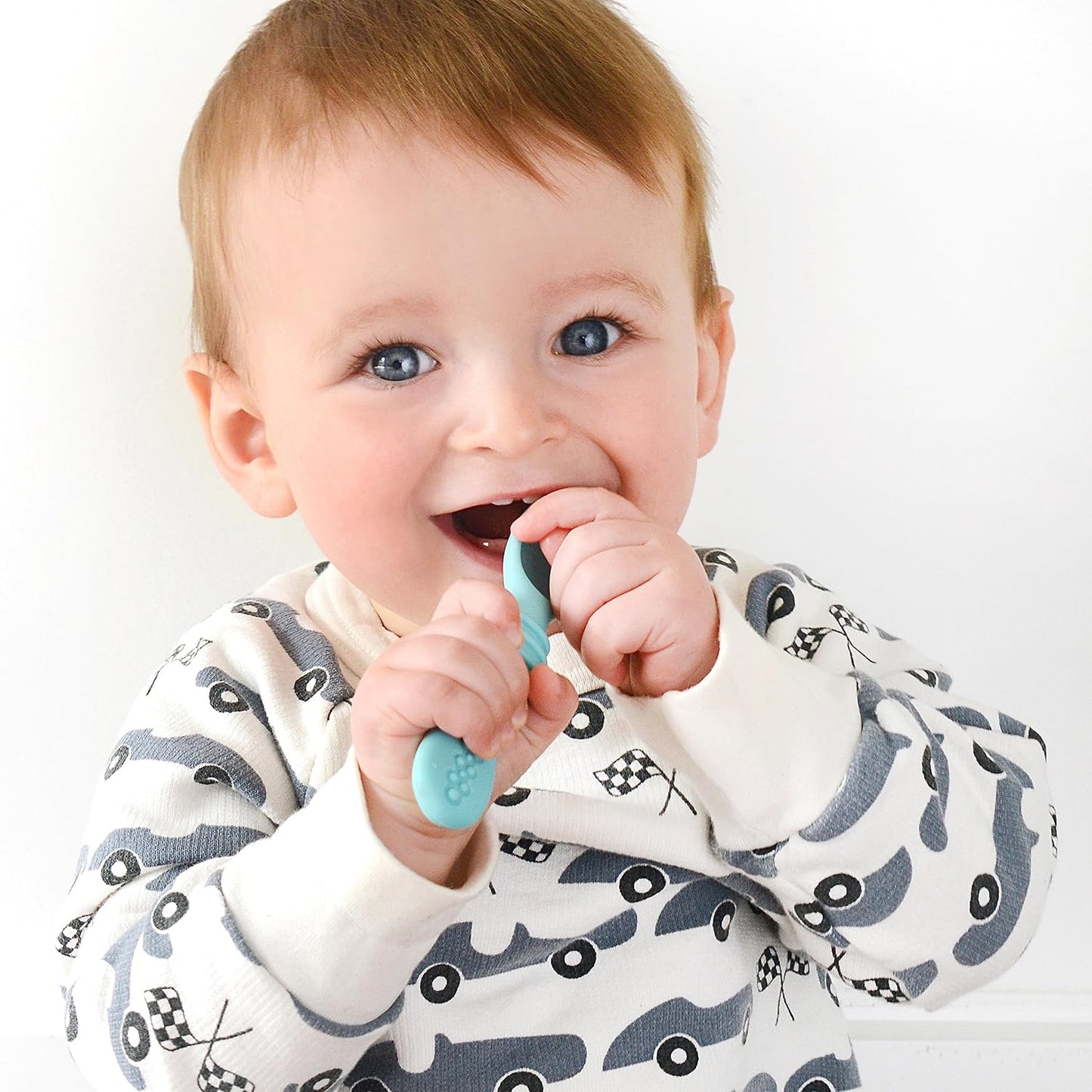 PrimaStella Silicone Chew Spoon Set for Babies and Toddlers - Safety Tested - BPA Free - Microwave, Dishwasher and Freezer Safe - Rosy Shades
