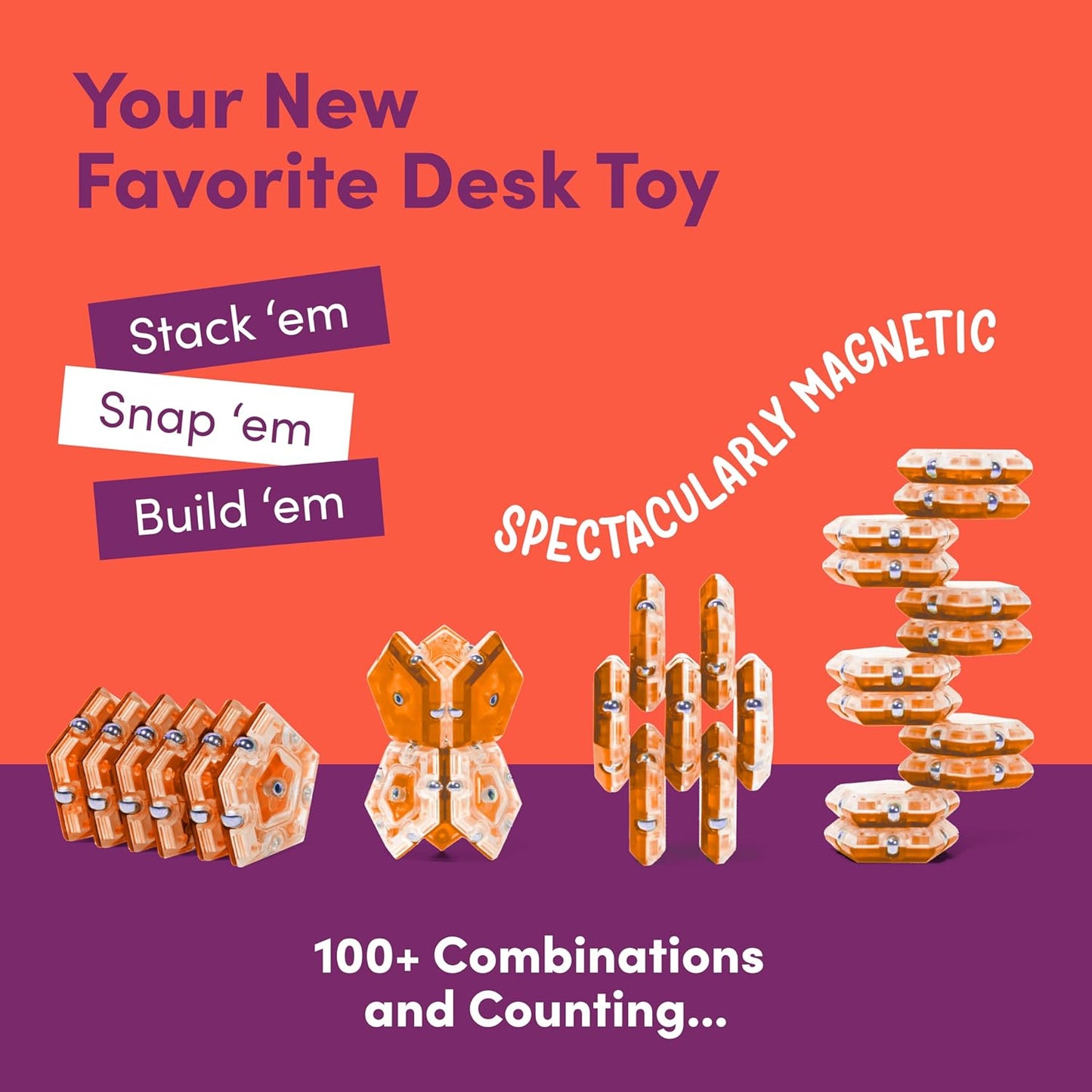 Speks Geode Sphere Magnetic Fidget Toy for Adults | Quiet Adult Sensory Toy for Stress Relief & Anxiety, Office Desk Toy & Top Gadget Gift Idea | Lava, 12-Piece Set