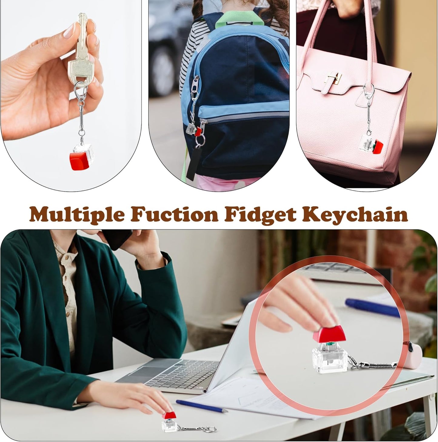 Sensory Fidget Toys, Fidget Toys for Kids 5-7, Fidget Toys Adults, Fidget Toy Pack with Fidget Pad, Fidget Spinner, Fidget Keychain Keyboard, Fridge Magnets Man (Red)