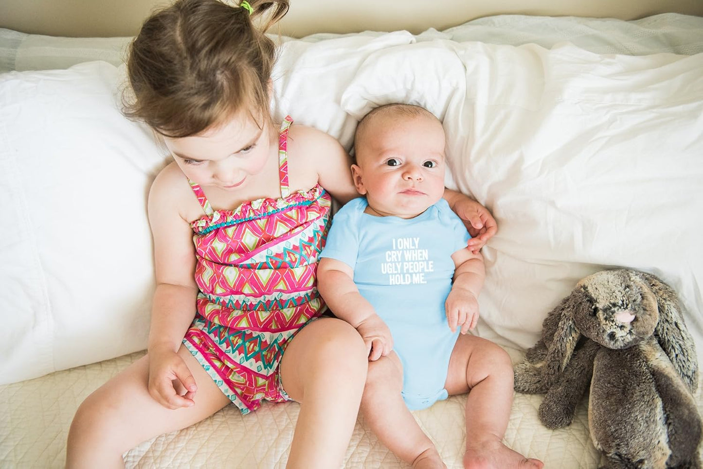 AW Fashions I Only Cry When Ugly People Hold Me Baby Bodysuit Funny Cute Baby Girl or Boy Outfit Romper