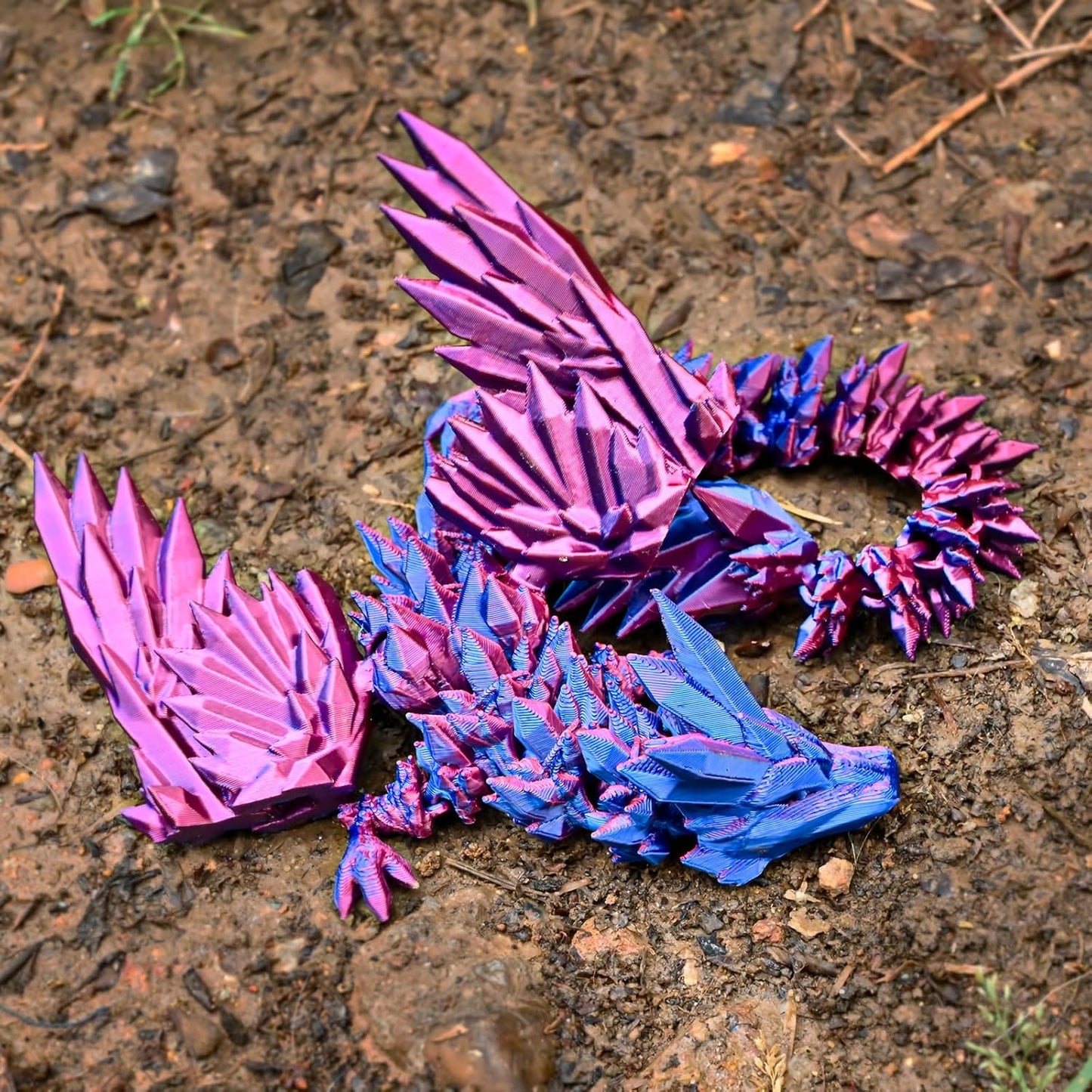 12inch Fly Dragon Egg, Year of The Dragon, 3D Printed Dragon, Executive Desk Toys, Articulated Dragon, Fidget Toys Gifts for Graduates Students Teachers Adults (Purple&Red)