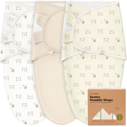 3-Pack Organic Baby Swaddle Sleep Sacks - Swaddles for Newborns, Infant 0-3 Months, Baby Girls, Boys, Soft & Snug Newborn Sleep Sack, Nursery Swaddling Blankets (Bumble Bear)