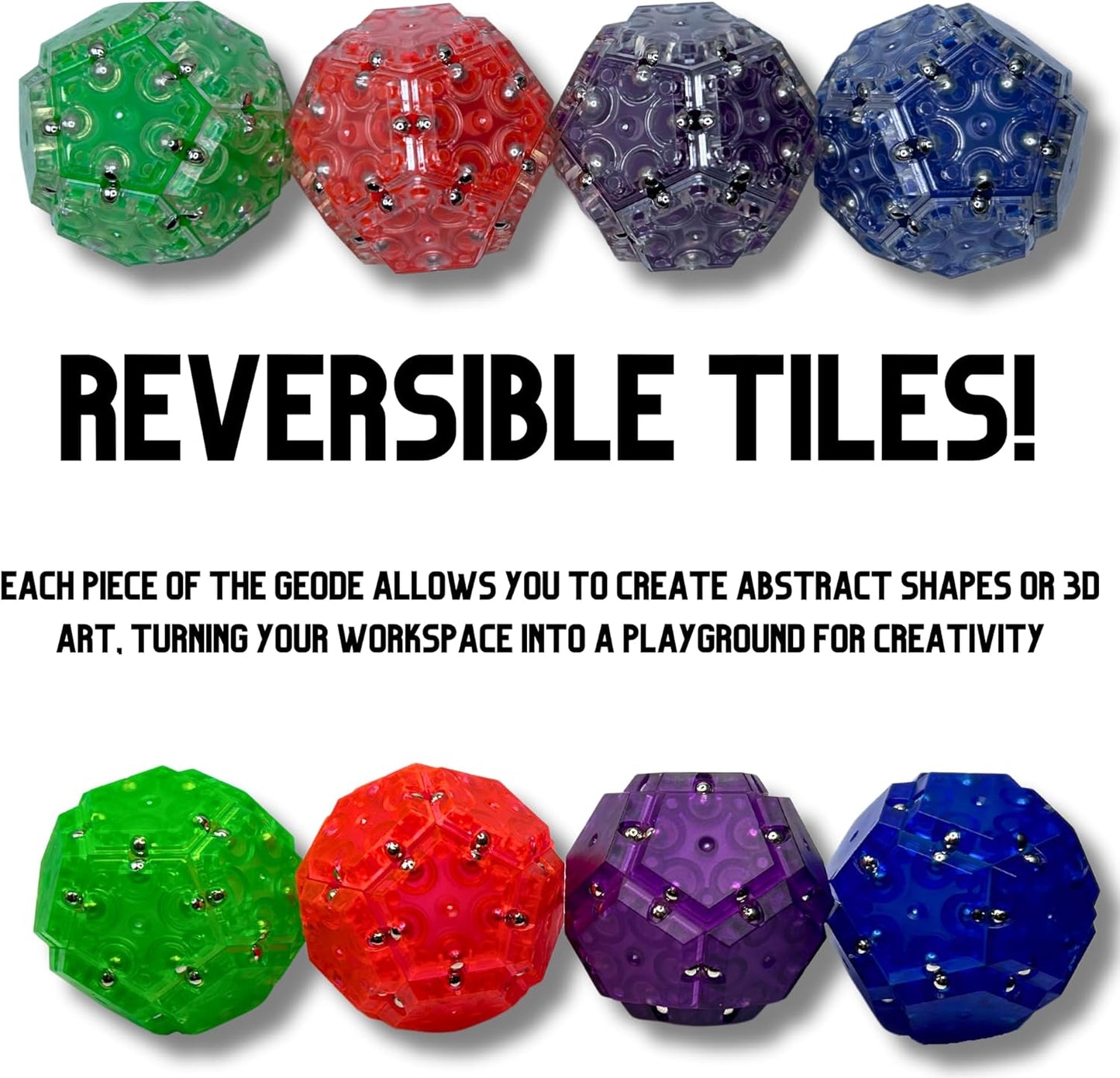Four Brothers Geode Magnetic Fidget Sphere Set | Mesmerizing 12-Piece Pentagon Design in Red | Fun Desk Gadgets and Quiet ADHD Toys Idea!