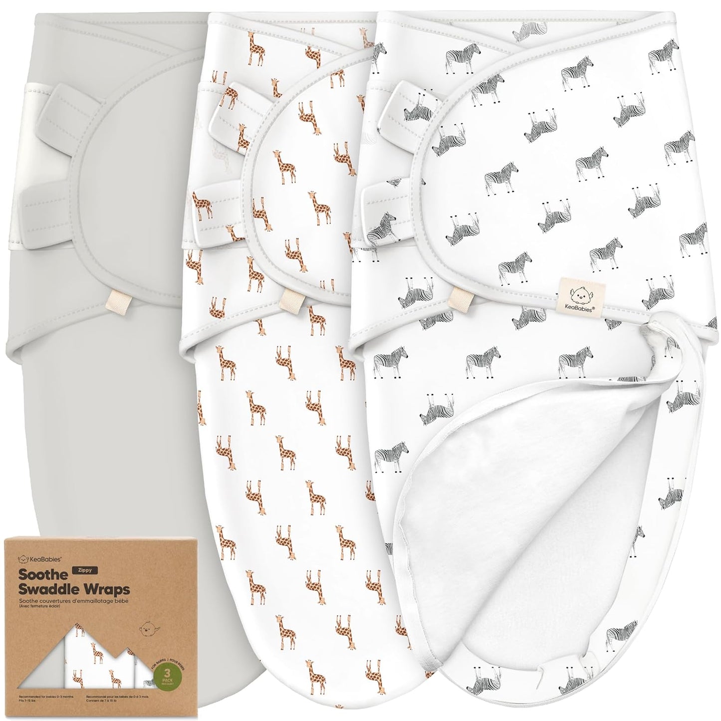 Baby Swaddle Sleep Sacks with Zipper - 3-Pack Swaddles for Newborns 0-3 Months, Infant, Baby Girls, Boys, Soft & Durable Newborn Sleep Sack, Easy Diaper Change Swaddling Blanket (The Wild)