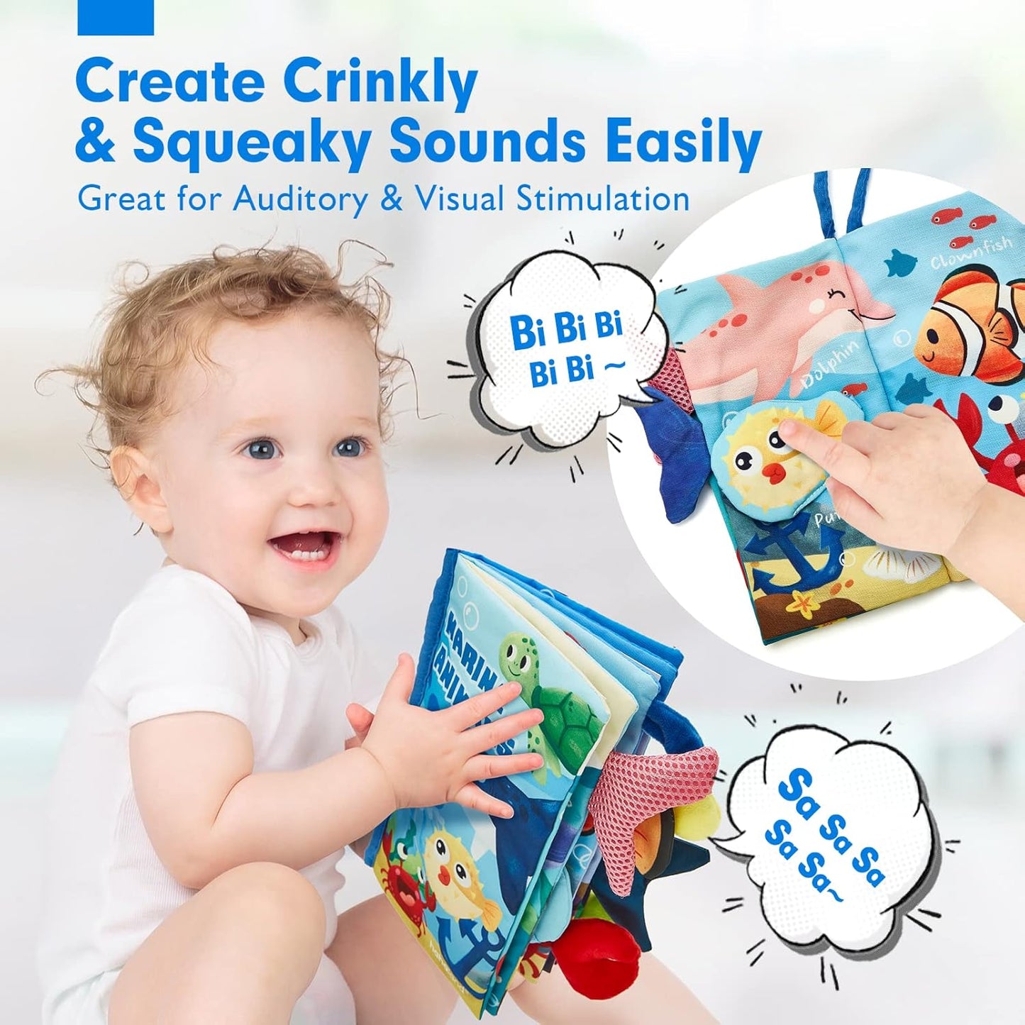 hahaland Baby Books 0-6 Months,Infant Tummy Time Toy High Contrast Sensory Baby Toys 6 to 12 Months Touch Feel Book Baby Gifts for Boy Girl 0-3 Months Book Early Learning Toy (Single Book)