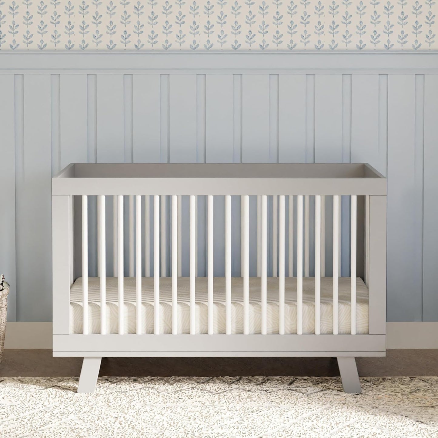Babyletto Hudson 3-in-1 Convertible Baby Crib with Toddler Bed & Daybed Conversion - Strong, Durable & Easy to Assemble - GREENGUARD Gold Certified w/ 4 Adjustable Mattress Heights - Grey and White