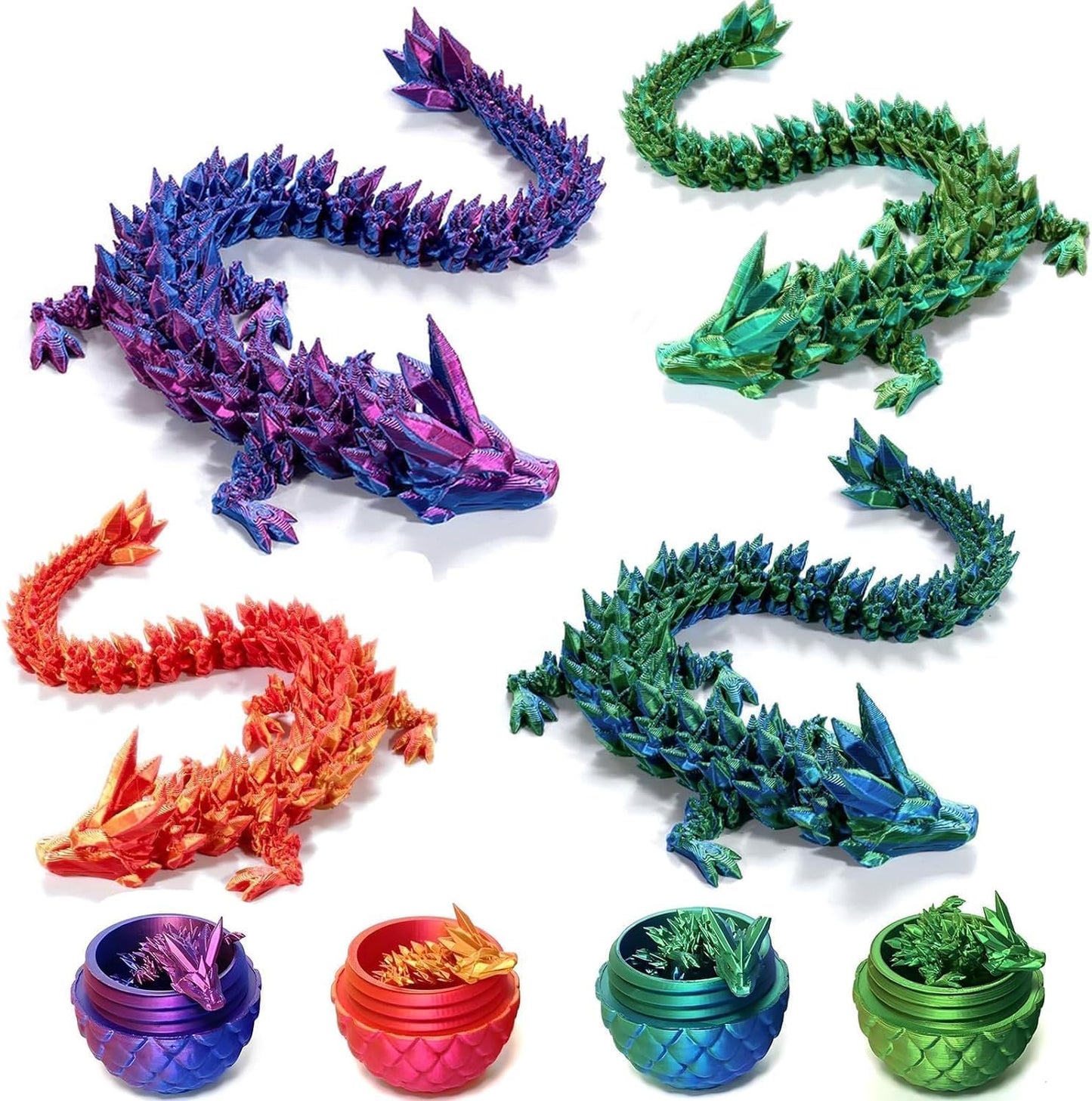 12inch 3D Printed Dragon Egg,Mystery Crystal Dragon Fidget Toys,Articulated Dragon,Home Desk Decor Easter Surprise Dinosaur Eggs,Adults Fidget Toys for Autism/ADHD (Turquoise)
