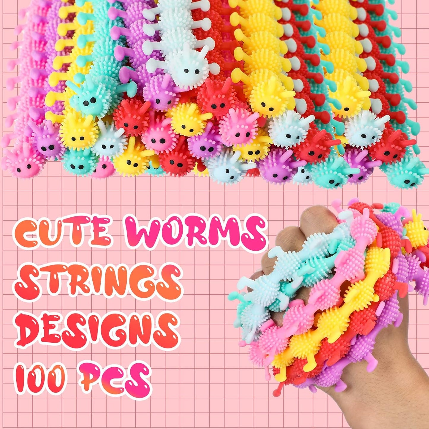 Chivao Bulk Stretchy String Fidget Toys Animal Sensory Toys Pack Worm Sensory Stress Fidget Toys for Adults Stress Anxiety Relieve Relaxing Party Favors(150 Pack, Worm Style)