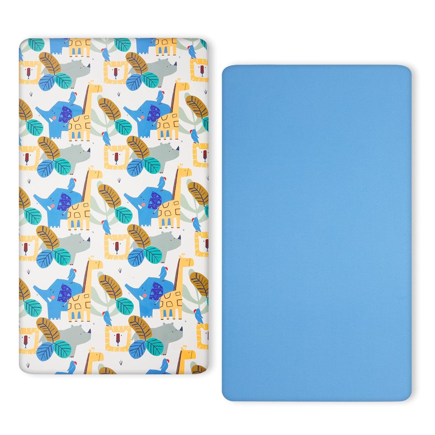 TILLYOU Baby Crib Sheets for Boys Girls, Super Soft Toddler Bed Sheets, 2 Pack Sheets for Standard Crib Mattress 28x52in, Animal Geometry