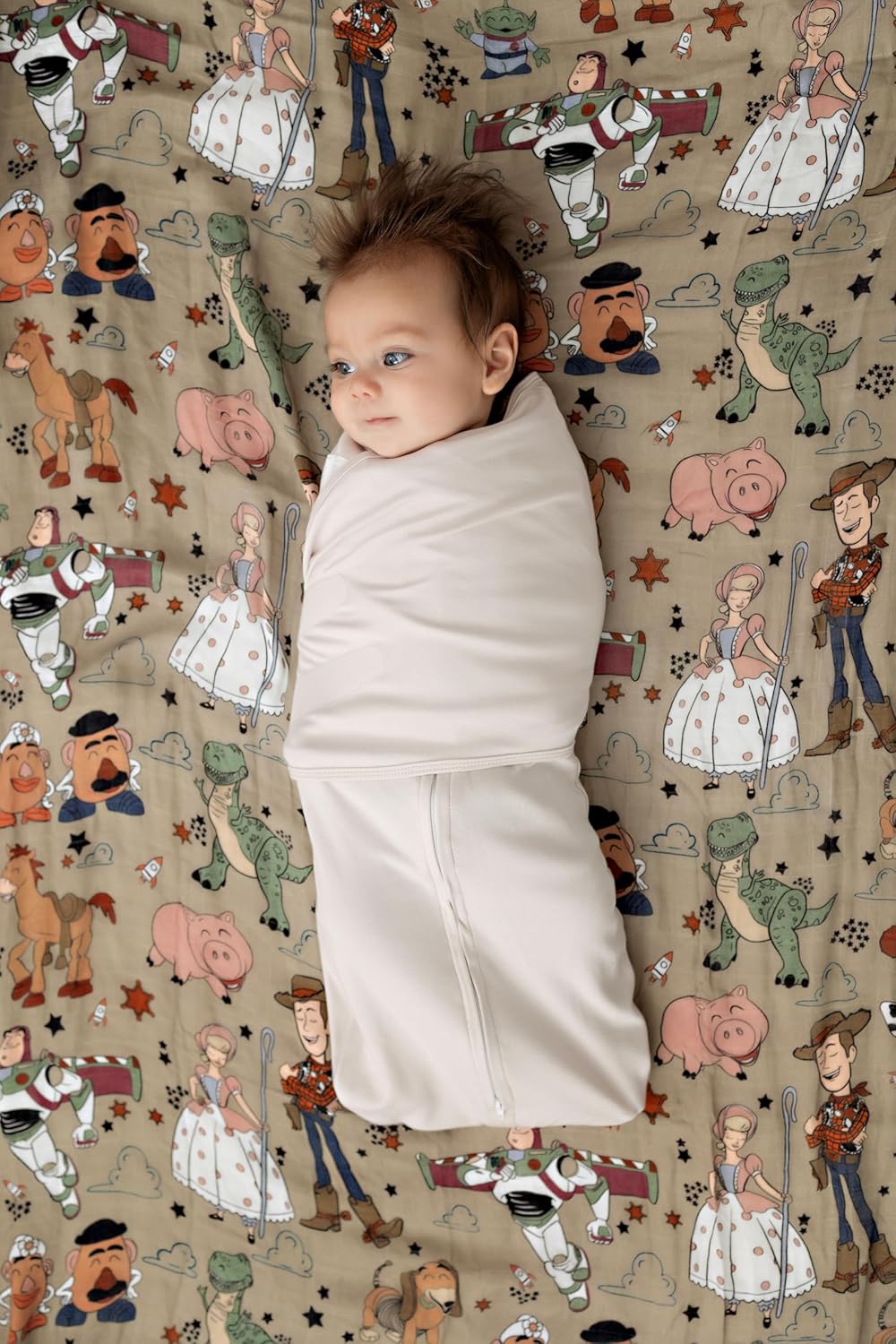 LullaBaby "Double Dream Swaddle: Exclusive Dual Wing Design, Pediatrician-Endorsed, Ultra-Soft Cotton, 0-2 Months, 6-14 lbs - White Sand