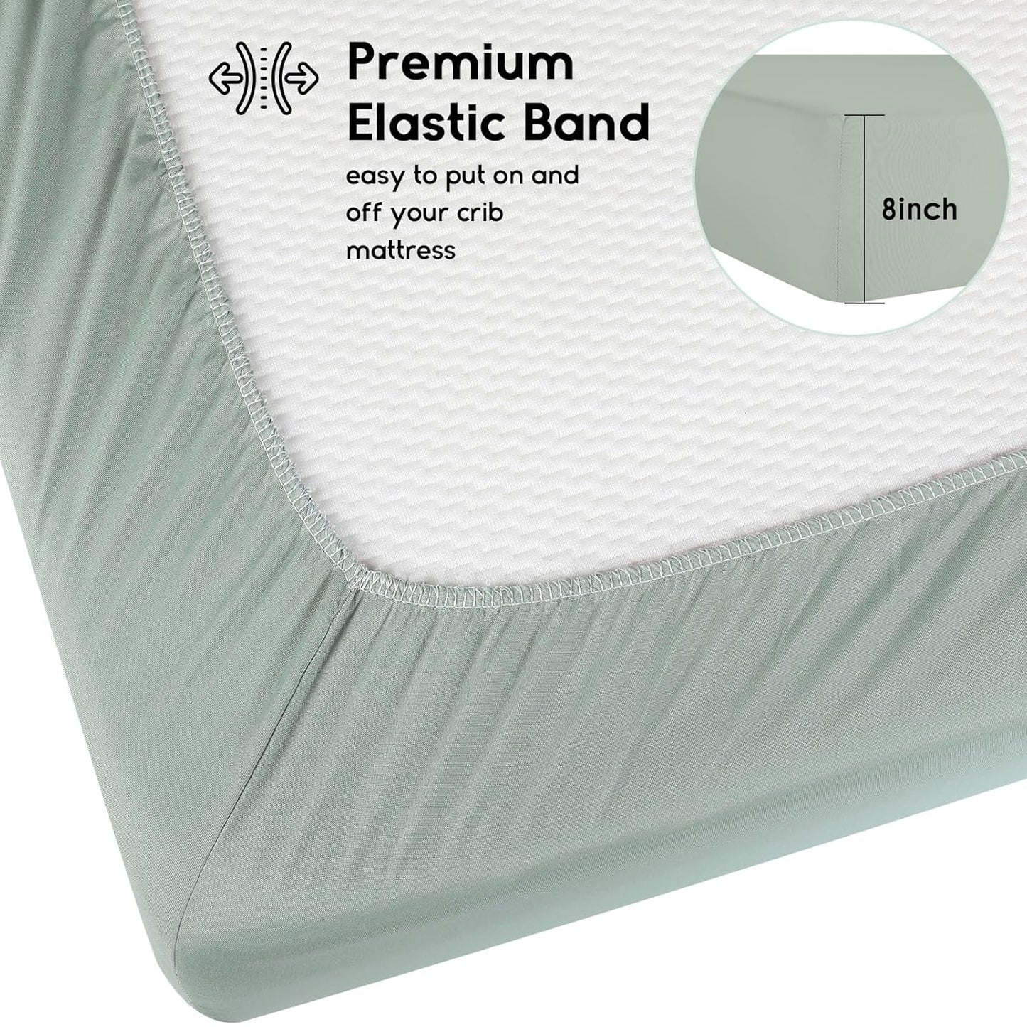 Yoofoss Baby Crib Sheets for Boys Girls, Fitted Crib Sheet 2 Pack for Standard Crib and Toddler Mattress, Super Soft Microfiber Baby Sheet 28x52x8in(Apricot-Green)