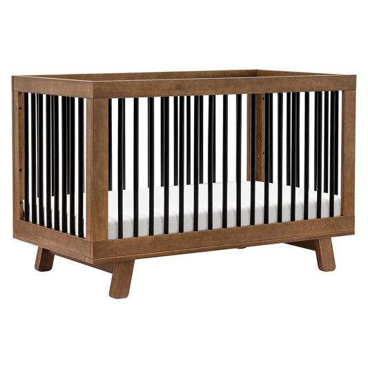 babyletto Hudson 3-in-1 Convertible Baby Crib with Toddler Bed & Daybed Conversion - Durable and Easy to Assemble - GREENGUARD Gold Certified with 4 Adjustable Mattress Heights - Natural Walnut/Black