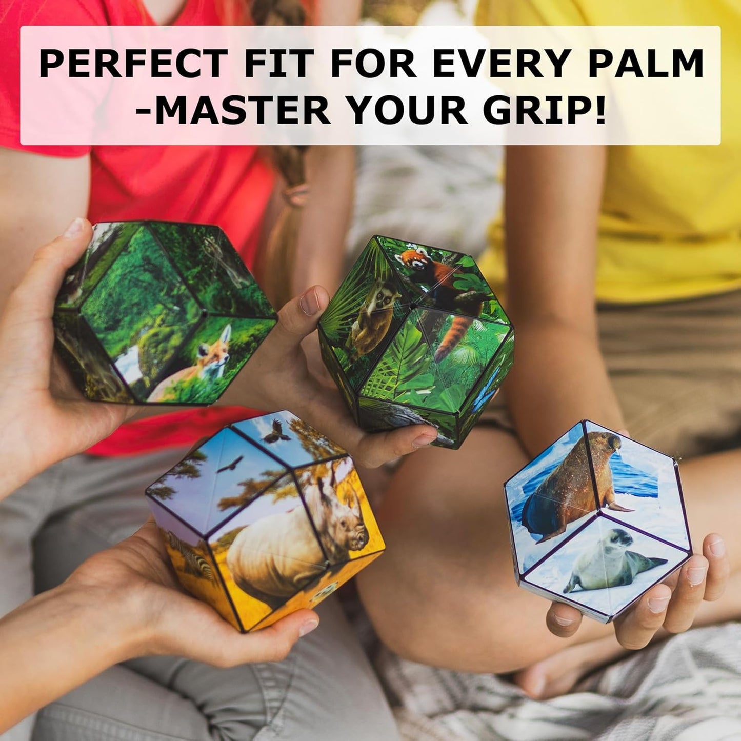 SHASHIBO Shape Shifting Box - Award-Winning, Patented Fidget Cube w/ 36 Rare Earth Magnets - Transforms Into Over 70 Shapes, Download Fun in Motion Toys Mobile App (Wild Series - Jungle)