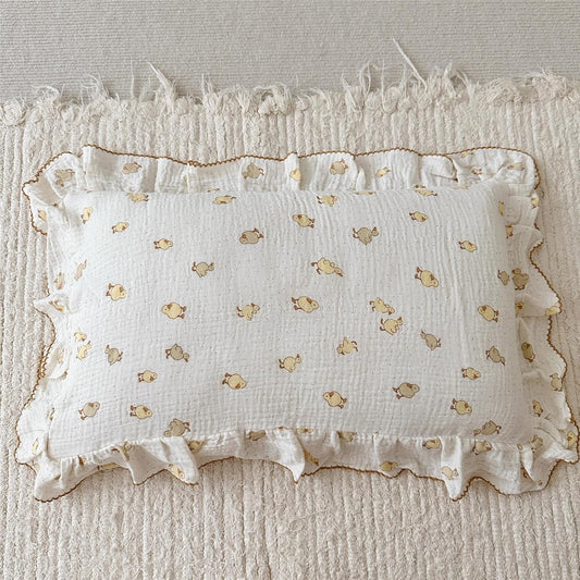BuLuTu Cute Toddler Pillow Cases Cotton Muslin Toddler Pillowcase 1 PC, Ultra Soft Small Pillowcase Fits Toddler Pillow Sized 12"x16"/13"x18"/14"x19", Enveloped Closure Kids Girls Boys Pillowcases