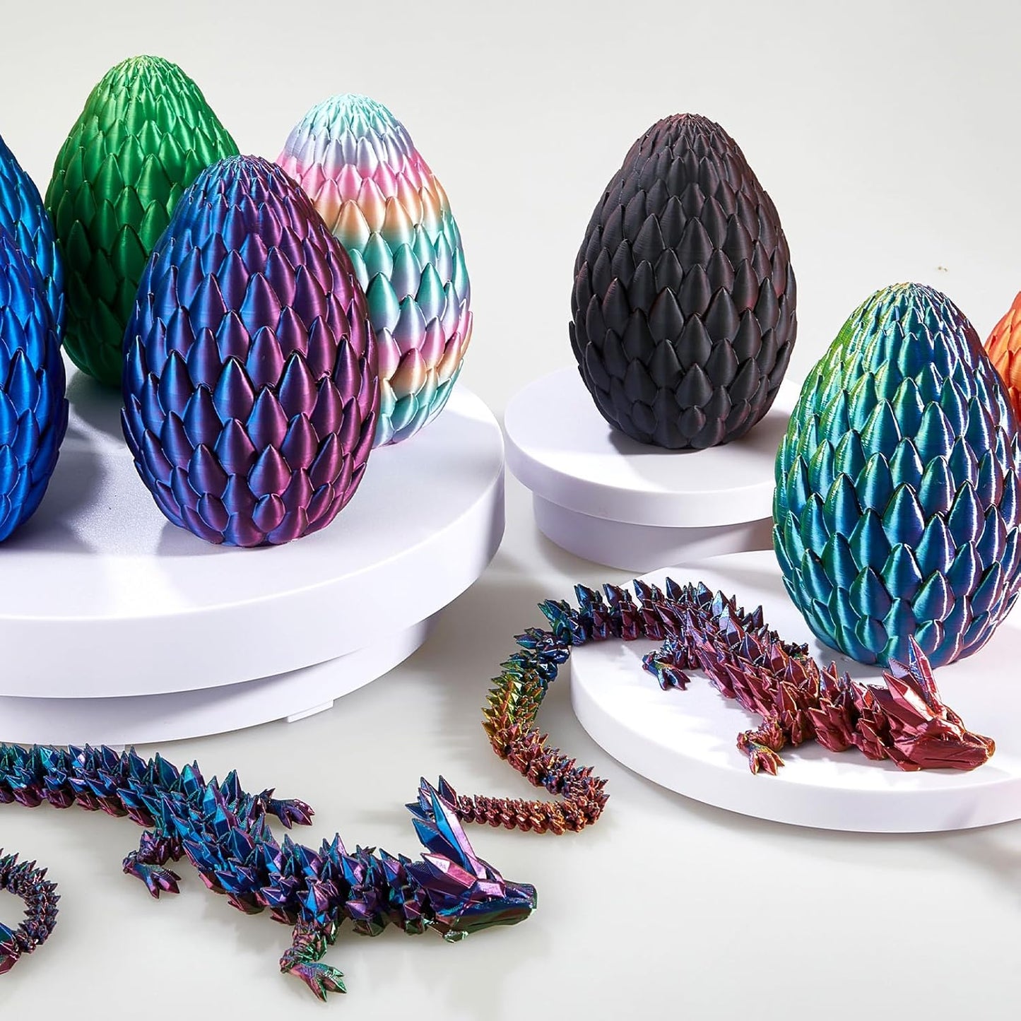 Dragon Egg,15in Crystal Dragon,Surprise Egg,Articulated Dragon,3D Printed Gift Toy,Fidget Toys for Autism/ADHD, Executive Desk Toys,Home Office Decor (3 Color Dazzle)