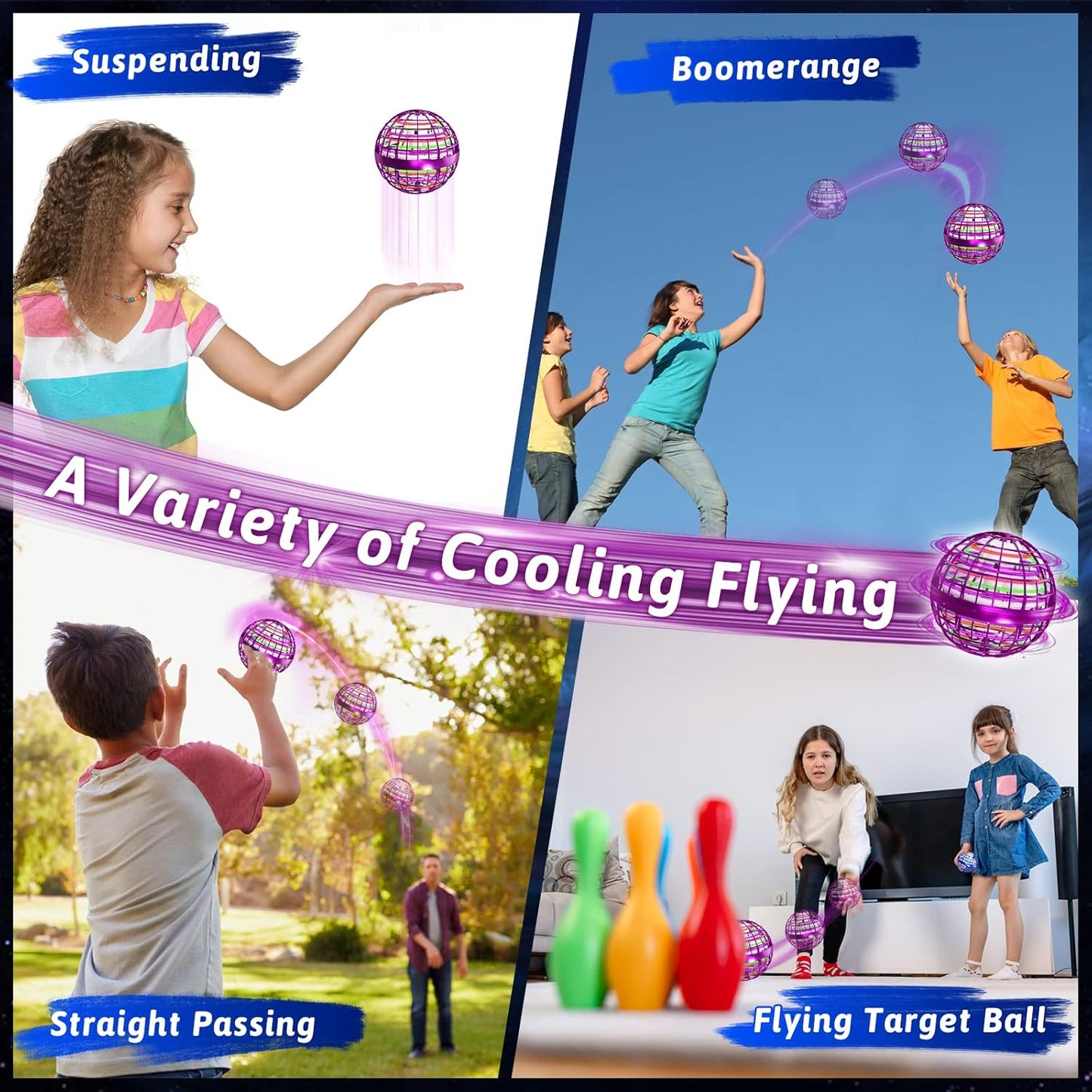 semai Flying Orb Ball Toys, 2023 Cosmic Globe Boomerang Soaring Hover Ball Galactic Fidget Spinner, Hand Mini Drones, Cool Toys Gift for 6 7 8 9 10+ Year Old Boys Girls Teens Indoor Outdoor Toys