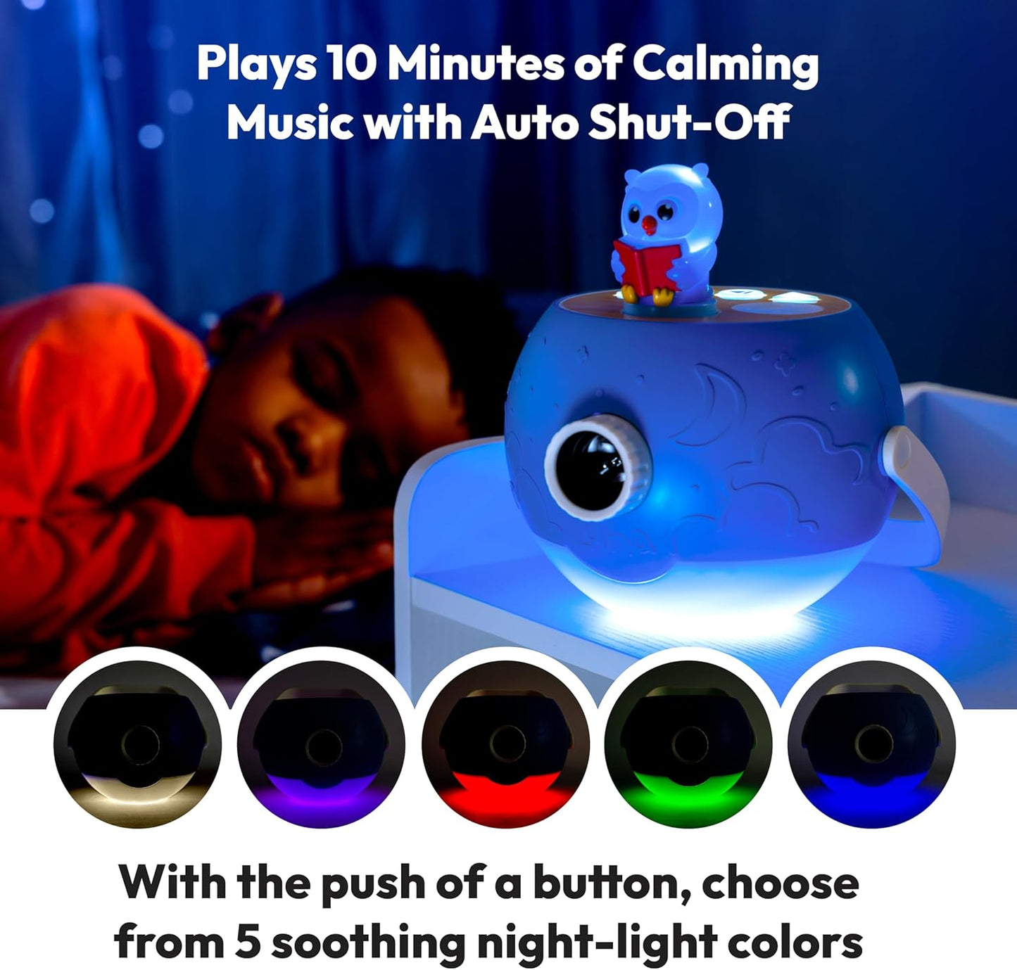 Kids Book Projector – 6 Bible & 5 Classic Read-Aloud Stories, 10 Songs & Night Light & Soothing Dream Music | Children Ages 3+ Storytime Projector for Kids & Toddler | Toys, Owl & Angel