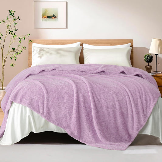 Exclusivo Mezcla Fleece Blanket for Couch, Soft and Cozy Twin Blankets for Women Men Girls Kids, Suitable for All Seasons, Light Purple,60x80 Inches