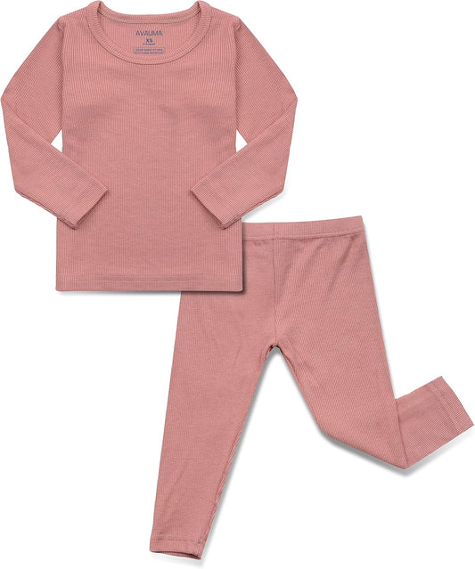 AVAUMA Baby Boys Girls Pajama Set Kids Toddler Snug fit Ribbed Sleepwear pjs for Daily Life Style