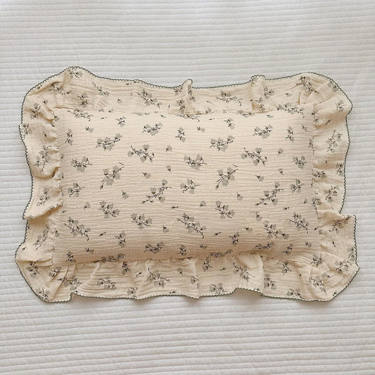 BuLuTu Cute Floral Toddler Pillowcase Cotton Muslin Kids Pillow Case with Enveloped Closure Soft Breathable Standard Size Pillowcase for Sleeping, 1 Piece, Hyacinth Pattern, 20"x26"
