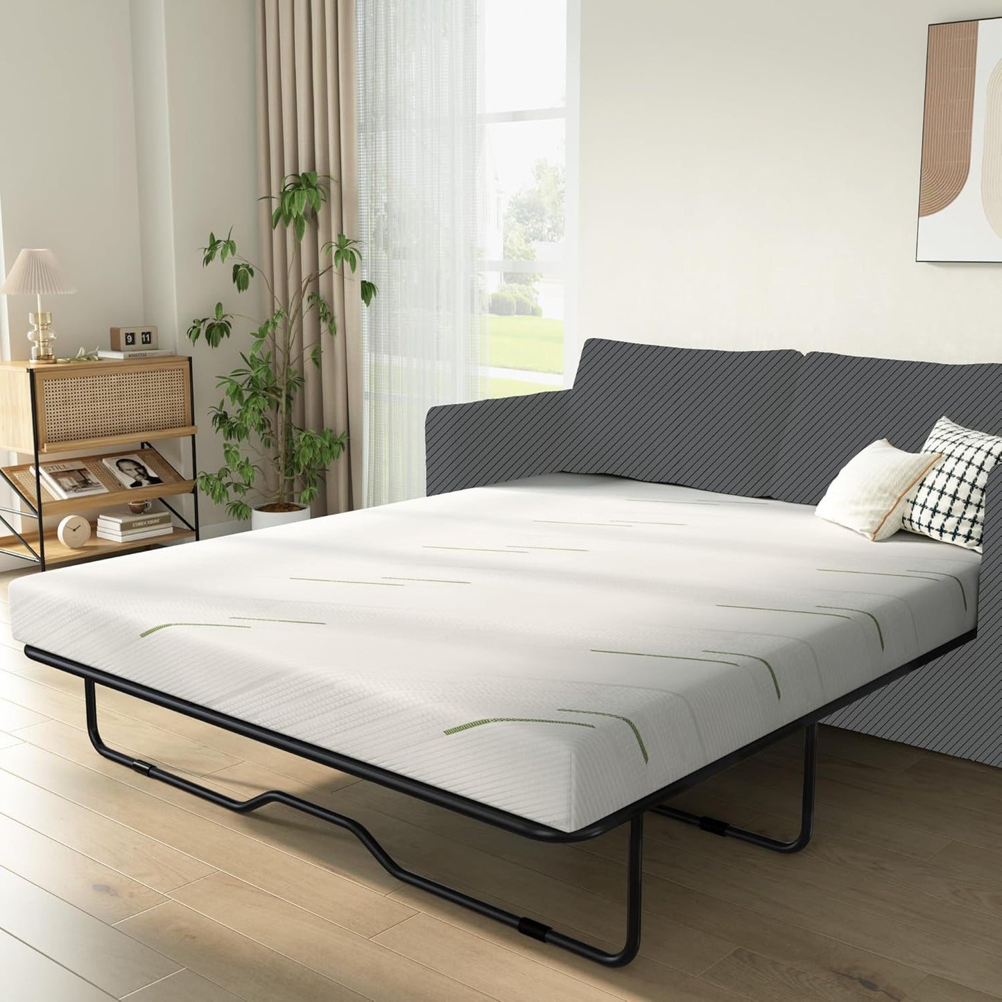 4 Inch Gel Memory Foam Sofa Mattress Cushion Full Size - Ultra Soft Removable Cover, Non-Slip Bottom, Supportive Seat Pad for Living Room, Bed, Dorm