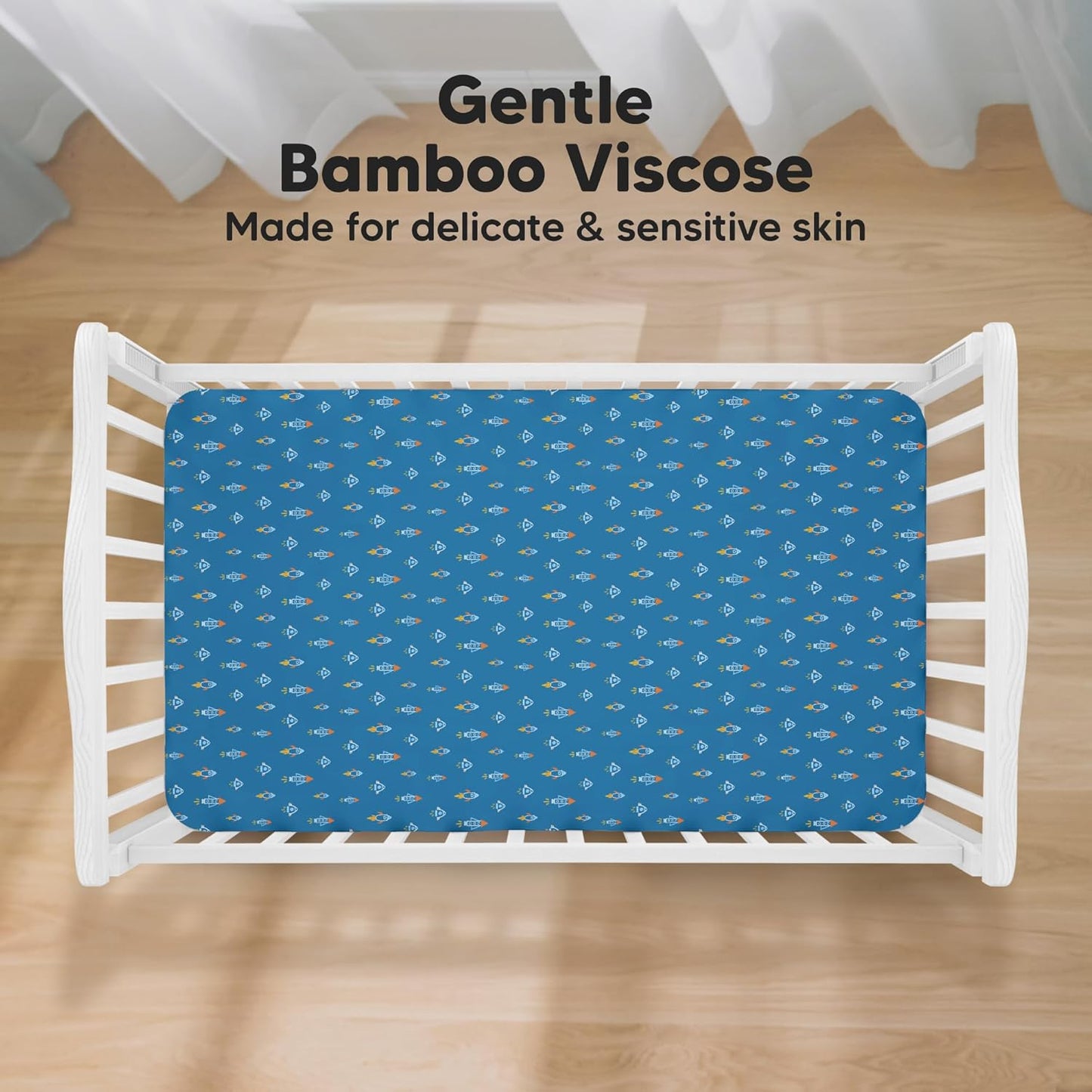 KeaBabies 2-Pack Baby Crib Sheets for Boys, Girls - 52x28 Viscose Derived from Bamboo Toddler Bed Sheets Neutral, Fitted Crib Mattress Cover for Standard Baby Bedding, Soft & Cozy (Space Quest)