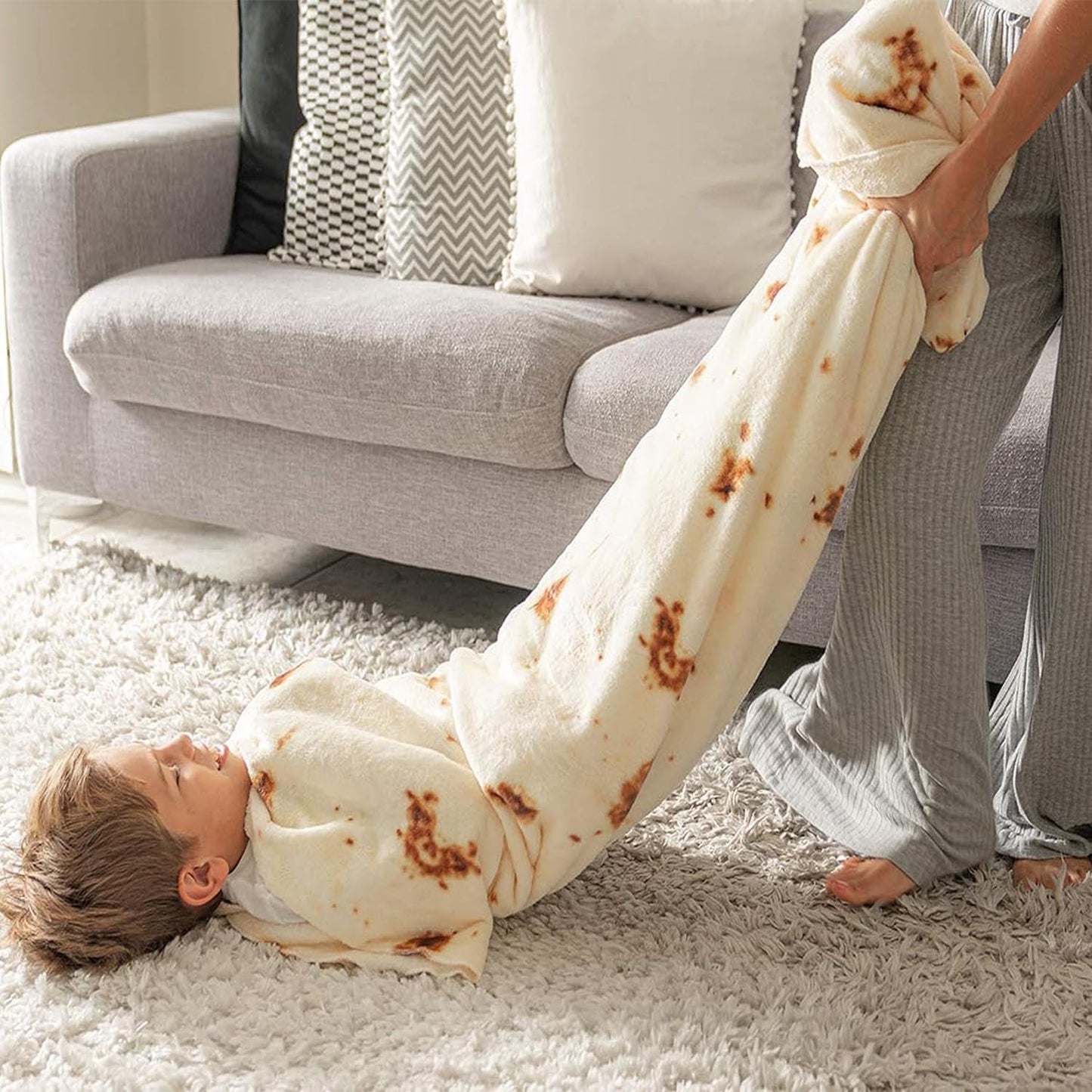 Burrito Tortilla Blanket Baby Stuff Shower White Elephant Gifts for Kids Taco Throw Blankets Wrap Newborn Swaddle Toddler Boy Girl Party Novelty Gag Pets Soft Fleece 40in