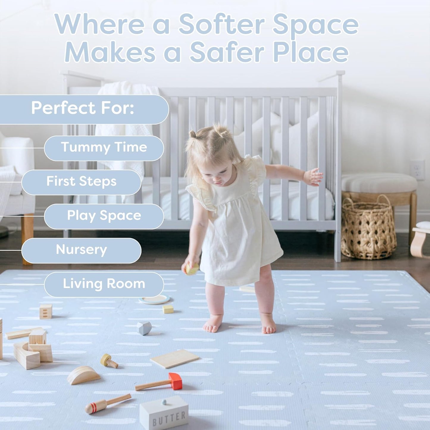 Baby Play Mats for Floor - Shoreline (4x6ft) - Premium EVA Foam Play Mat for Babies & Toddlers - Perfect for Tummy Time, Crawling, Playroom - Stylish & Comfortable Kids Play Mat