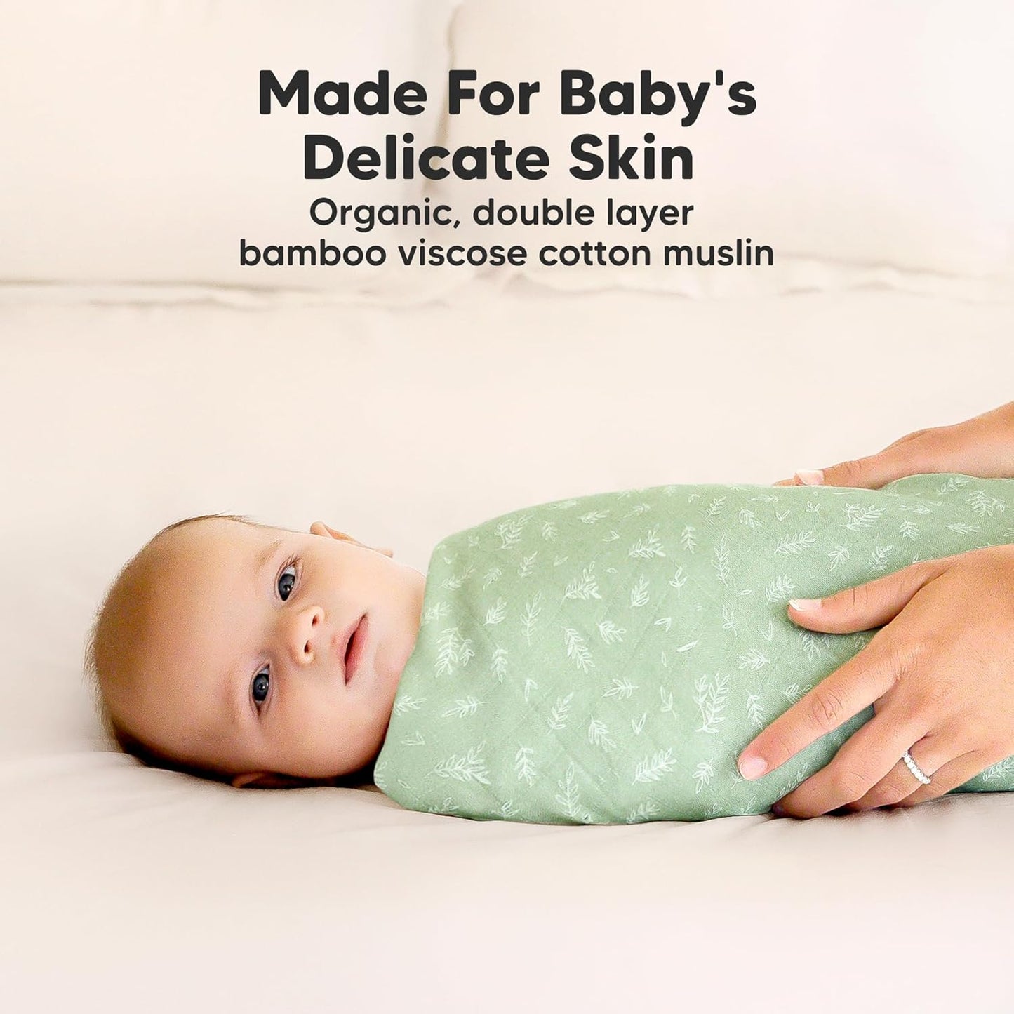 4-Pack Muslin Swaddle Blankets for Boys, Girls - Organic Baby Swaddles for Newborns, Soft & Breathable Receiving Baby Blankets for Girl, Boy, Neutral, Newborn Essentials Gift (Bloom)