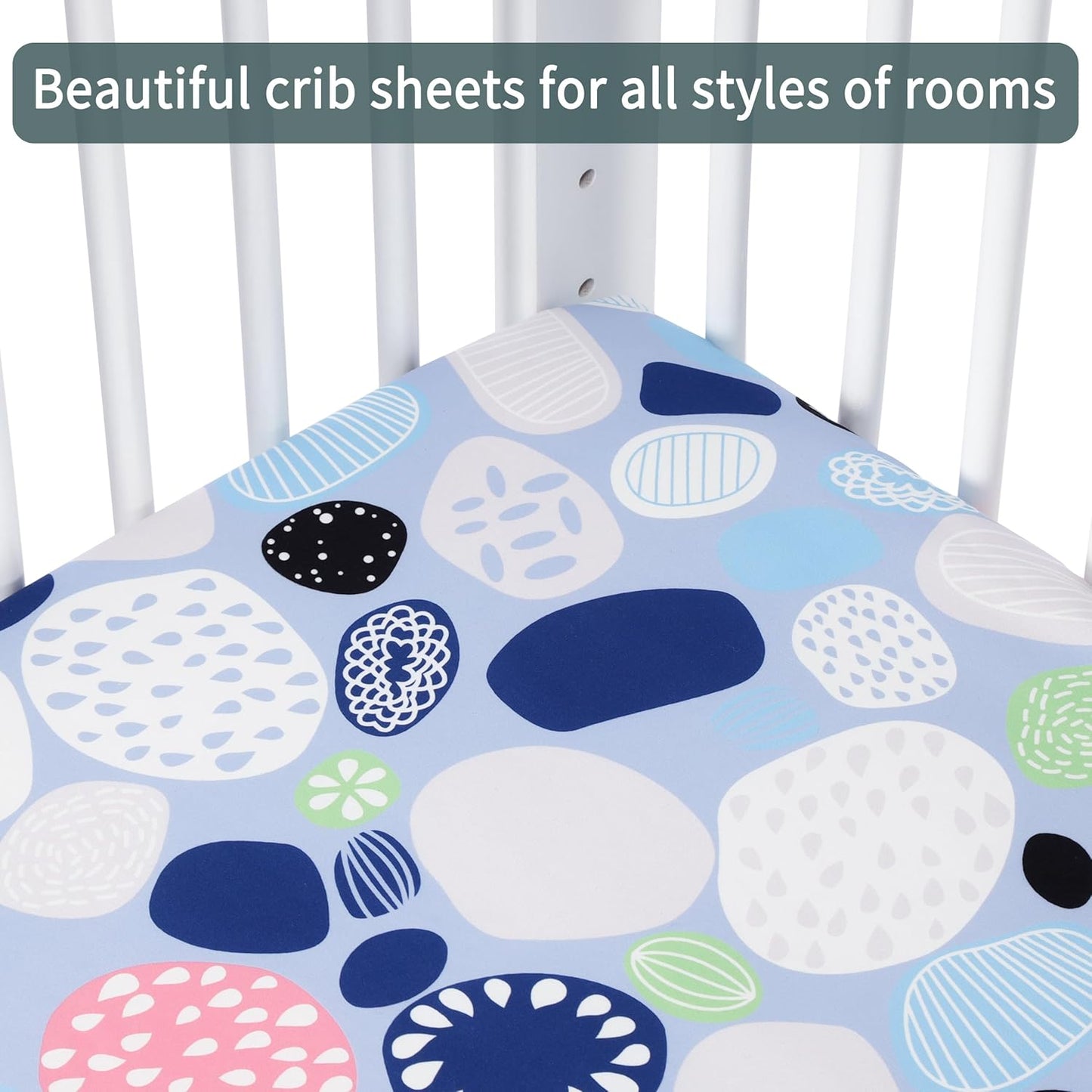 Baby Crib Sheets for Boys Girls, 2 Pack Fitted Crib Sheet for Standard Crib and Toddler Mattress, Soft Microfiber Baby Sheet 52x28x8in. (Cobblestone & Dark Gray)