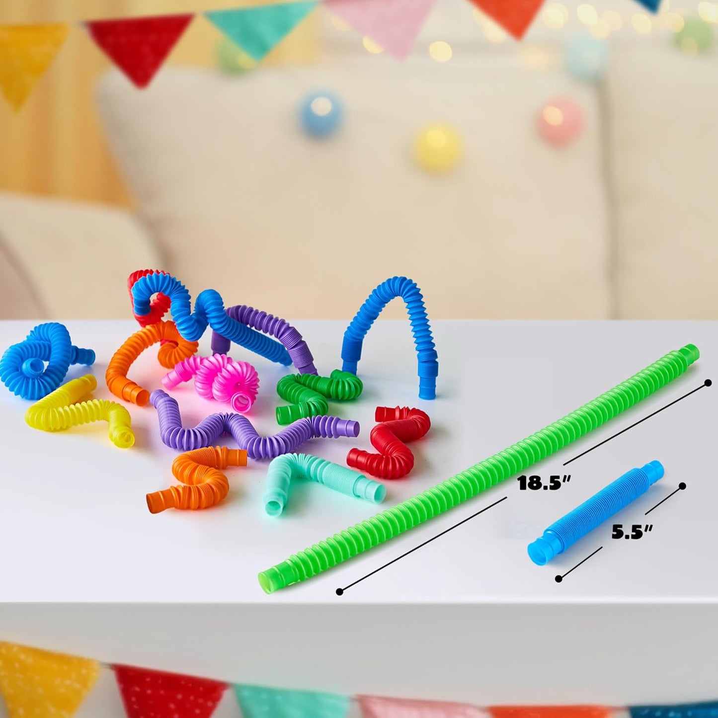 JOYIN 36 Pack Pop Tubes, Sensory Toys（Small） Fidget Tubes Party Favors - 9 Colors, Connectable and Extendable for Stress Relief - Perfect for Party, Classroom Exchange, School Reward