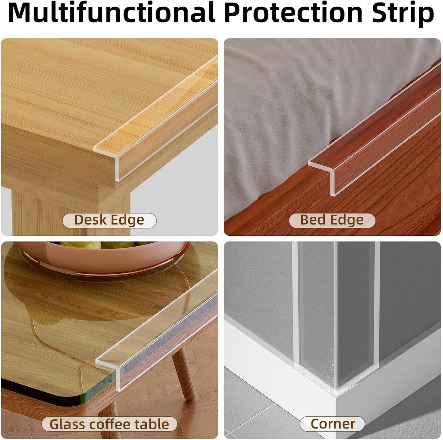 Clear Edge Protector,Safe Corner Protector, Anti-Sharp Edge Protector, for Furniture, Drawers, Tables, Cabinets 2inX3.28FT