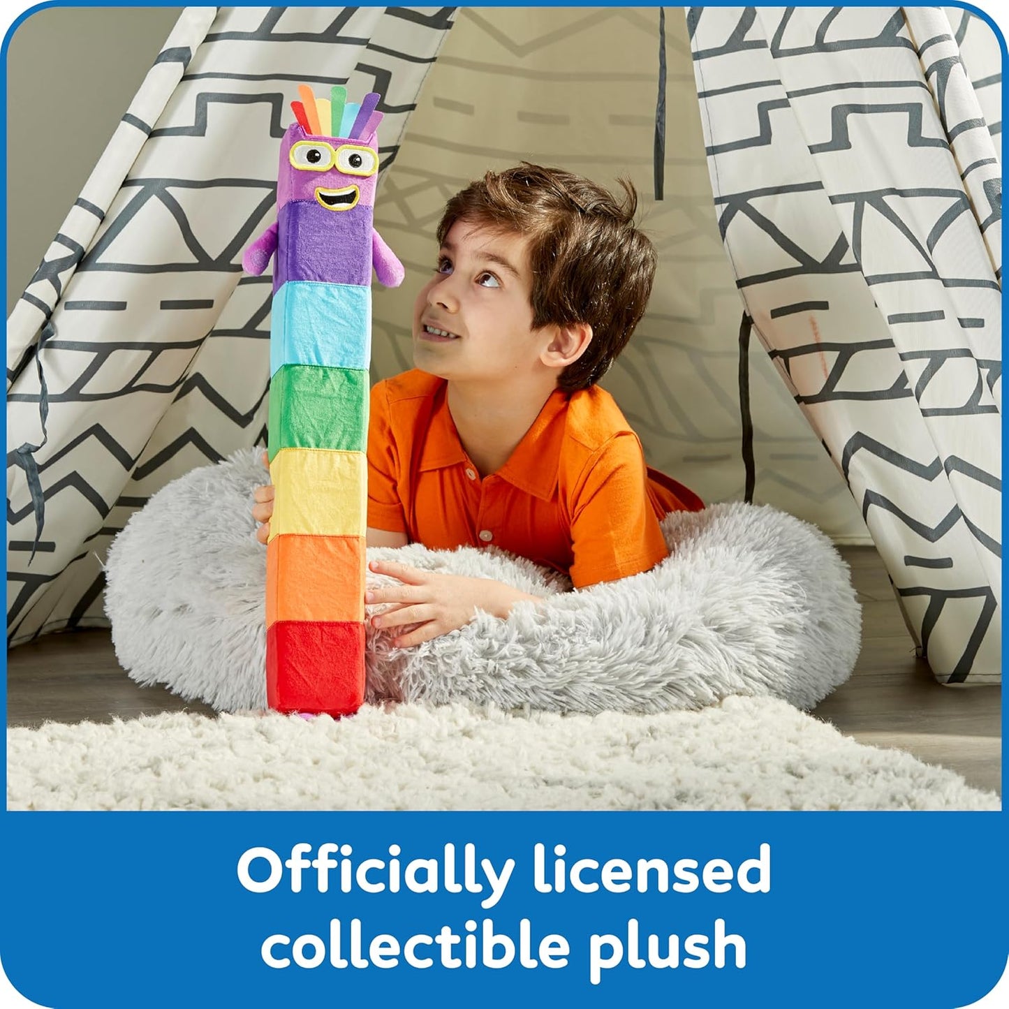 hand2mind Numberblock Seven Playful Pal, Plush Figure Toys, Numbers for Toddlers, Preschool Math Learning Toys, Stuffed Animal Plushies, Counting Blocks, Soft Stuffies, Kids Birthday Gifts