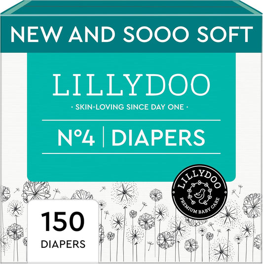 Baby Diapers - Size 4 (20-31 lbs), Monthly Supply (150 Count), Leak Protection, Skin-Friendly, Ultrasoft, Perfume- & Chlorine-Free, Hypoallergenic, Dermatologist Tested, Oeko-TEX®