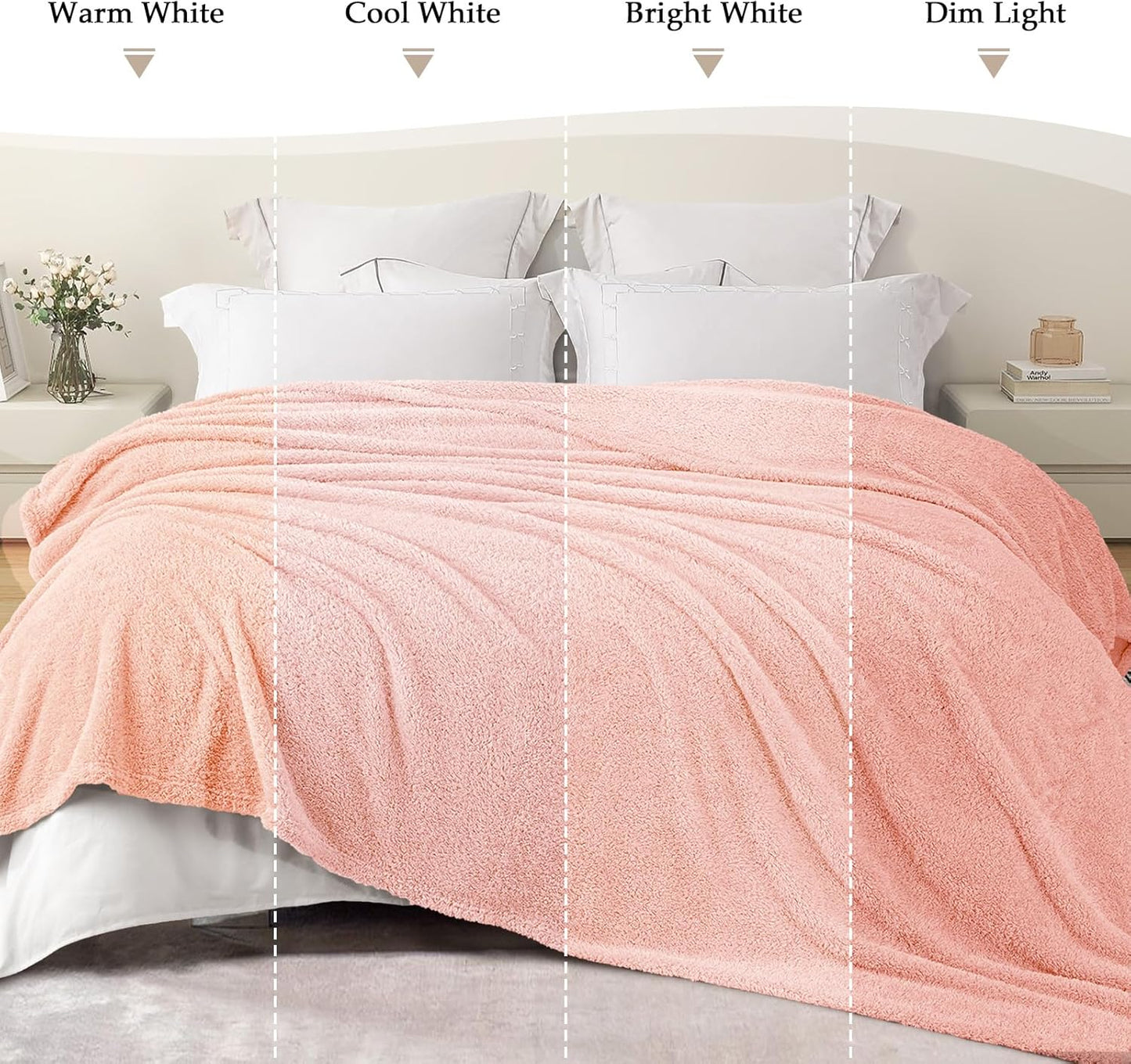 Exclusivo Mezcla Fleece Blanket for Couch, Soft and Cozy King Blankets for Women Men Girls Kids, Suitable for All Seasons, Light Pink, 90x104 Inches