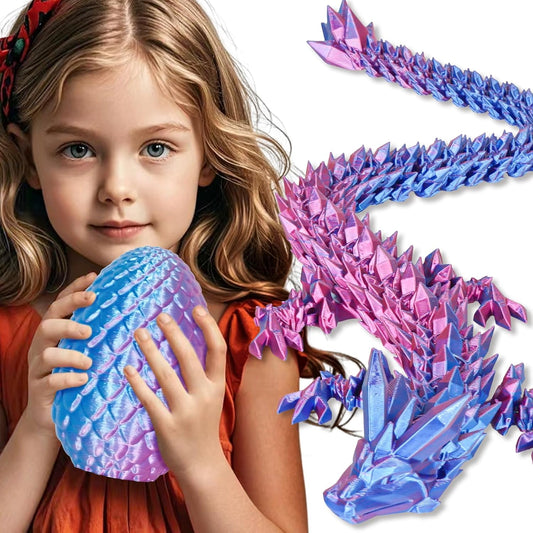 Large Dragon Eggs with Dragon Inside, 3D Printed Surprise Funny Gifts for Kids, Articulated Dragon Fidget Toys for Adults, Executive Desk Toys Office Room Décor (Gradient Light Purple-Red)