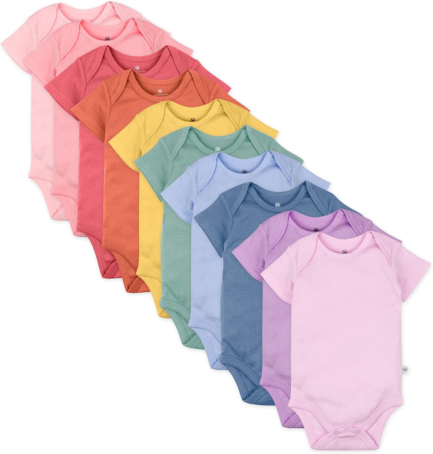 HonestBaby unisex-baby 10-pack Short Sleeve Bodysuits One-piece 100% Organic Cotton for Infant Baby Boys, Girls