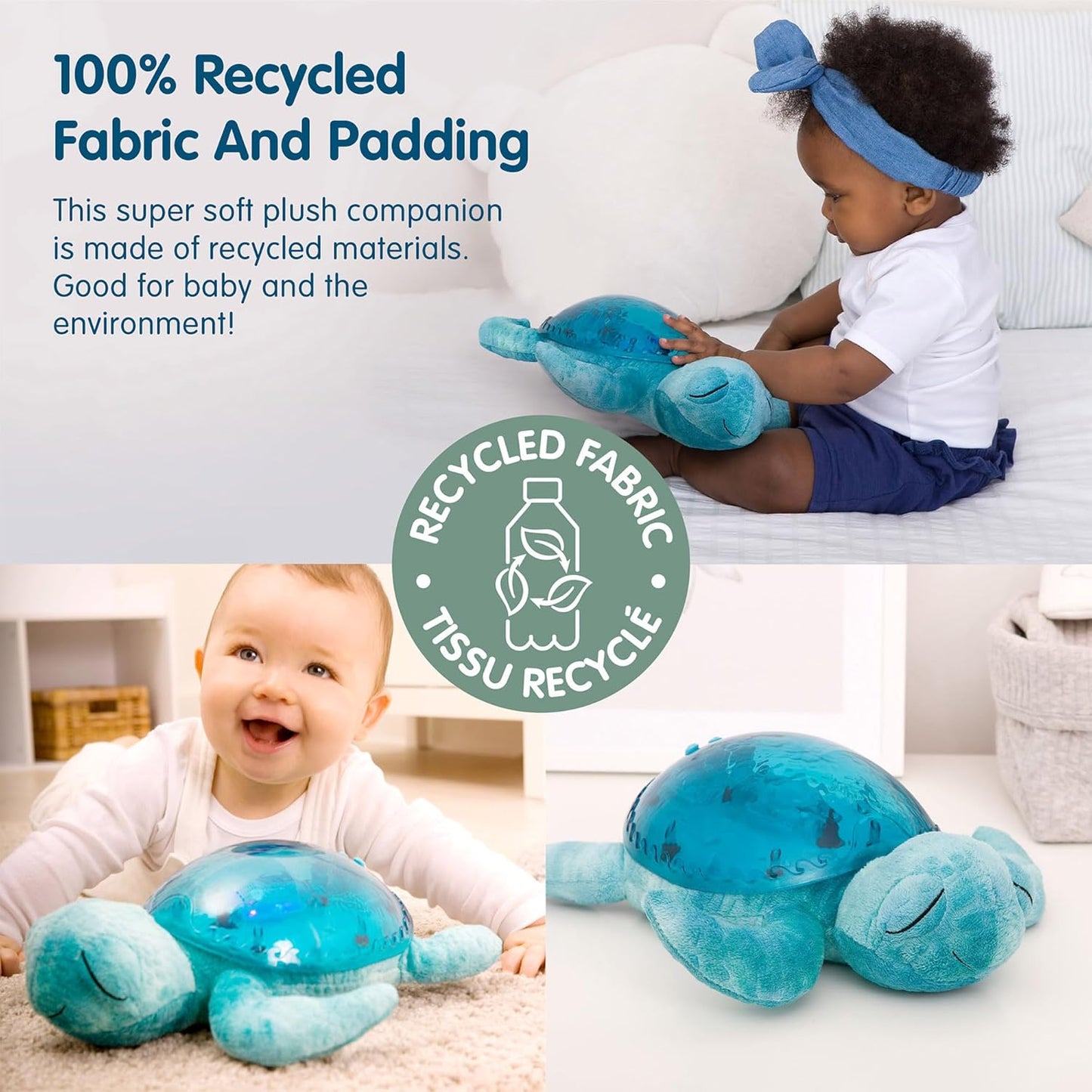 Cloud b Tranquil Turtle Aqua - White Noise Machine Baby, Baby Night Light & Portable White Noise Machine - Soothing Ocean Waves & Underwater Melodies, Cry Sensor, Rechargeable, Eco-Friendly