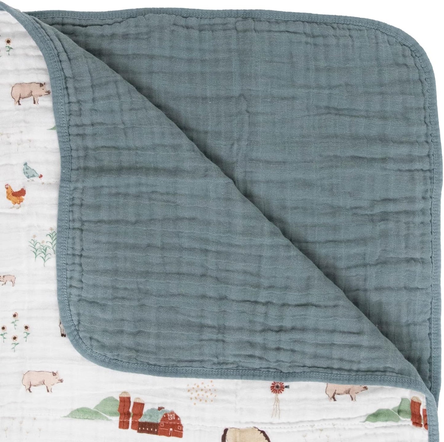 Little Unicorn Original Premium Cotton Quilt | Multi-Layered & Extra-Soft Muslin Fabric |for Babies & Toddlers (Farmyard)