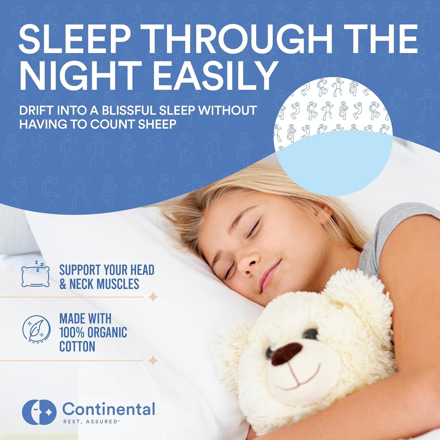 Continental Bedding Child-Down, 13x18 Firm Pillow, White