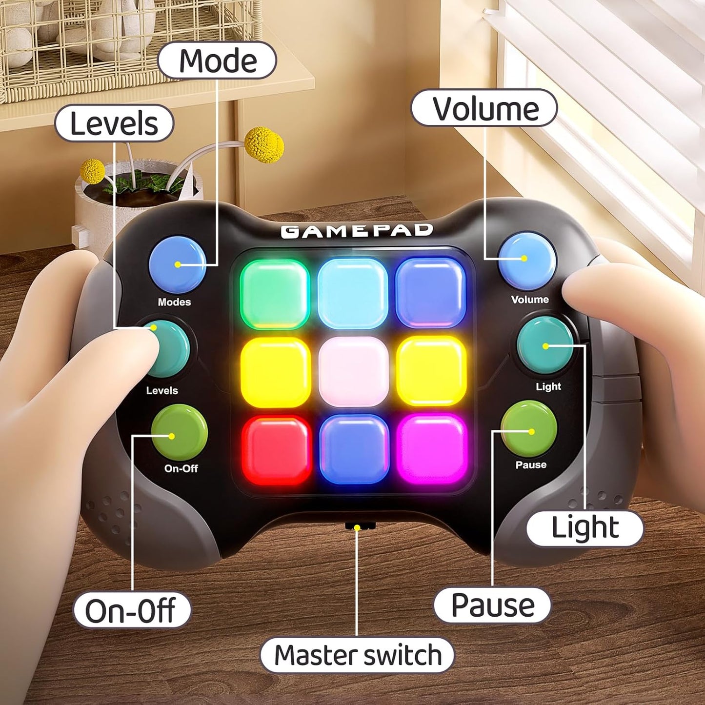 2024 New Fast Push Game Light Up Pop Fidget Toys,Its Electronic Handheld Game for Kids Teens Adults,Youth Quick Push Buttons Gamepad,Xmas Birthday Gifts Toys for Boys Girls,Ages 3 and Up(Black)