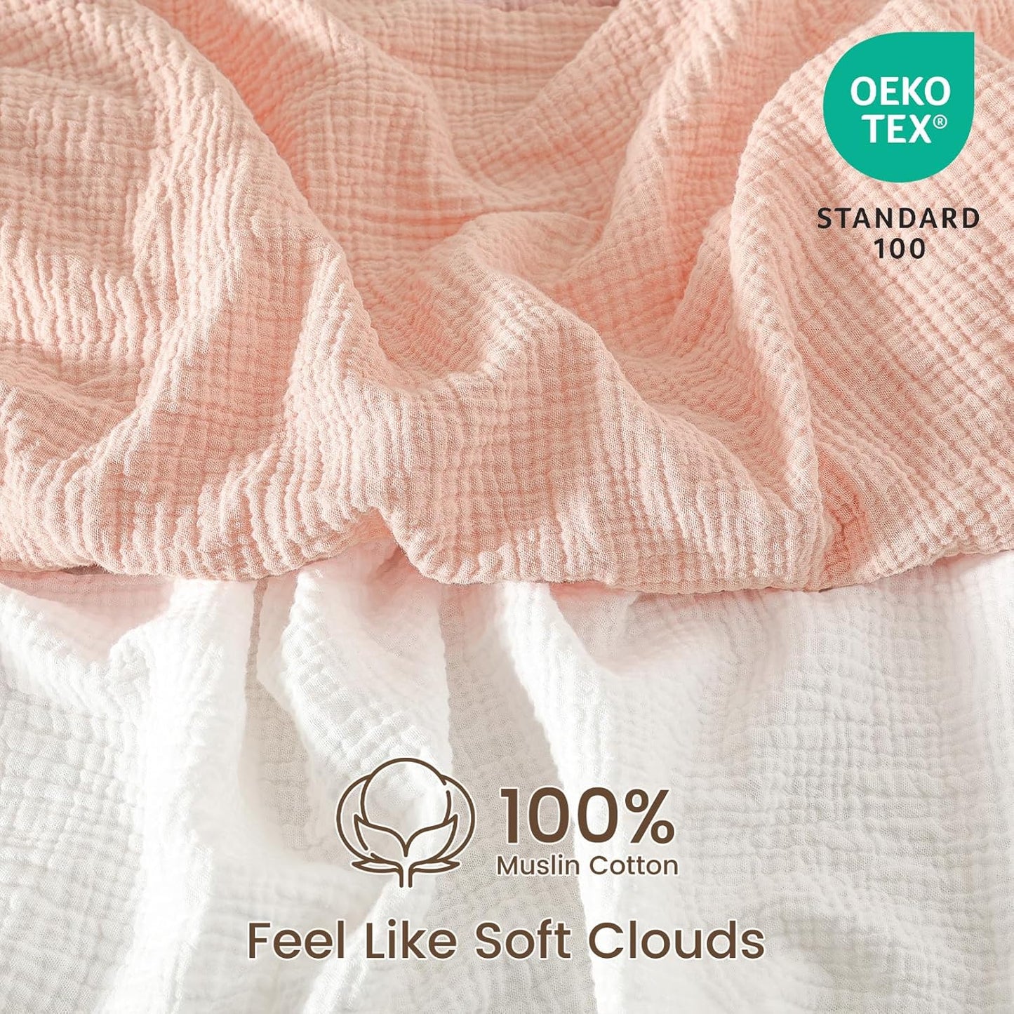 david's kids Muslin Crib Sheets for Boys Girls, 2 Pack 100% Cotton Soft Breathable Fitted Baby Sheet Set, 28x52 Inch Fits Standard Crib and Toddler Mattresses, Snow White & English Rose