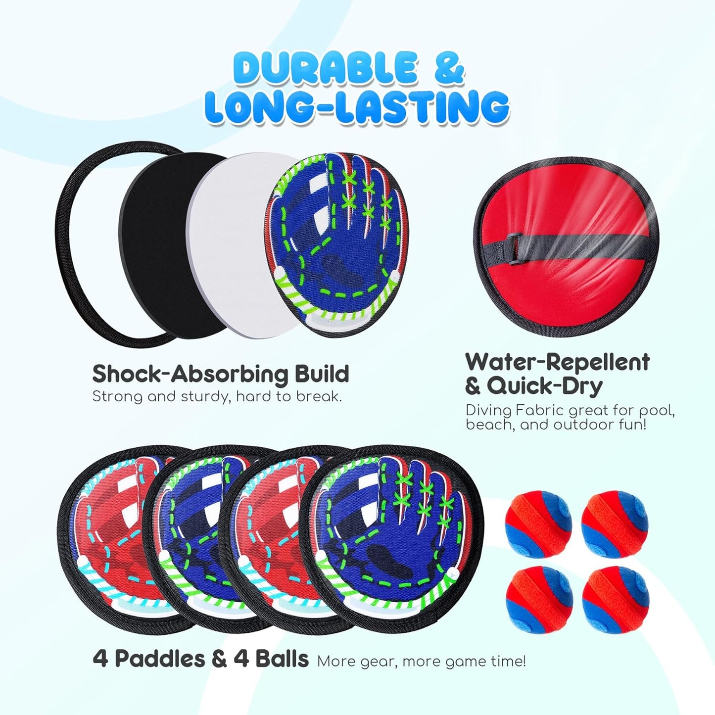 Toss and Catch Ball Set - Ultra Soft & Safe Toddler Baseball Gloves Designed for Pain-Free - Kids Games Toys Indoor Outdoor - Great for Yard Beach Pool - Gift for Boys Girls 2-4 5-7 8-10 Years