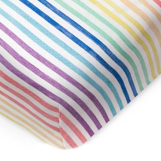 HonestBaby unisex-baby Fitted Crib Sheets Set Standard Mattress, 100% Organic Cotton Baby Boys, Girls, Neutral, 1 Pack - Watercolor World, One Size