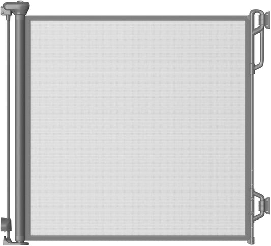 Retractable Safety Baby Gate or Mesh Dog Gate,Durable Portable Mesh Retractable Gate,Easy to Use for Stairs, Doorways,Hallways, Indoor, Outdoor, 33.5" Tall, Extends to 65" Wide, Gray